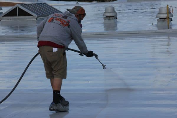 Completed roof after coating — Public high school