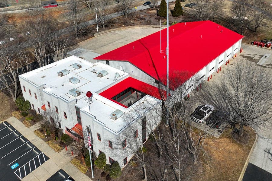 Color-Gard Acrylic Restoration of an Asheville NC Firehouse Roof — completed roof coating project