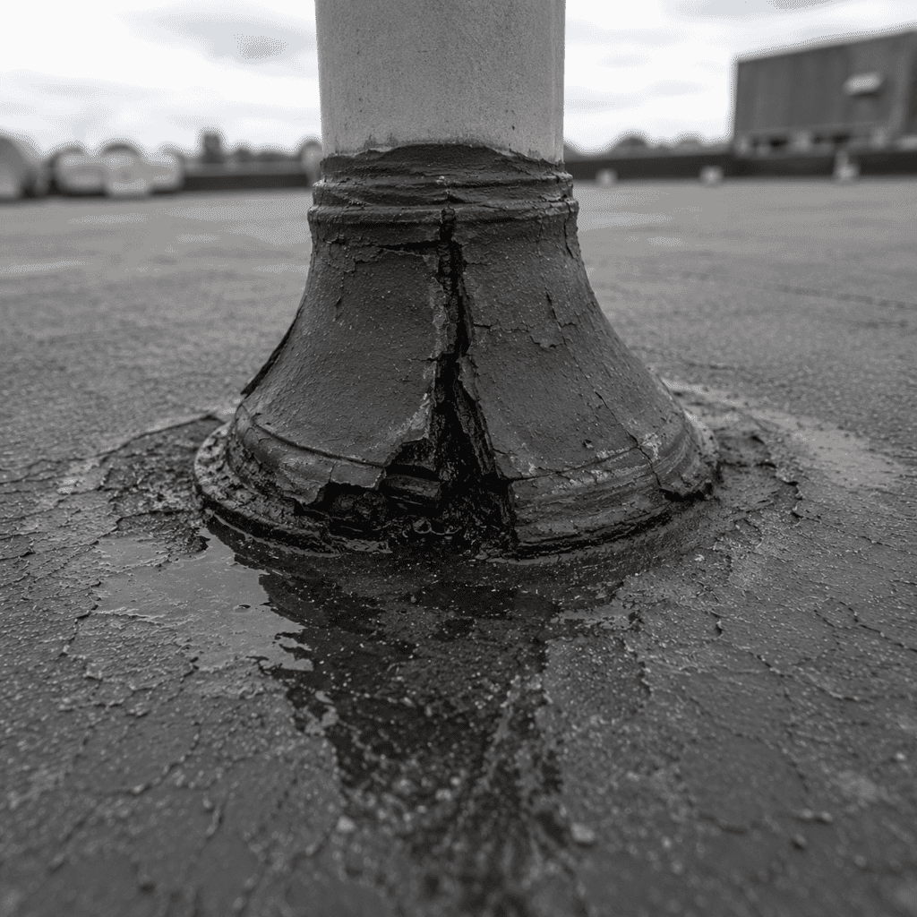 Broken pipe boot on flat roof