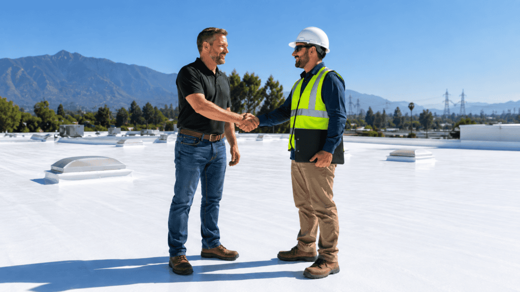 Issue the manufacturer warranty — Warranty step of a roof coating installation
